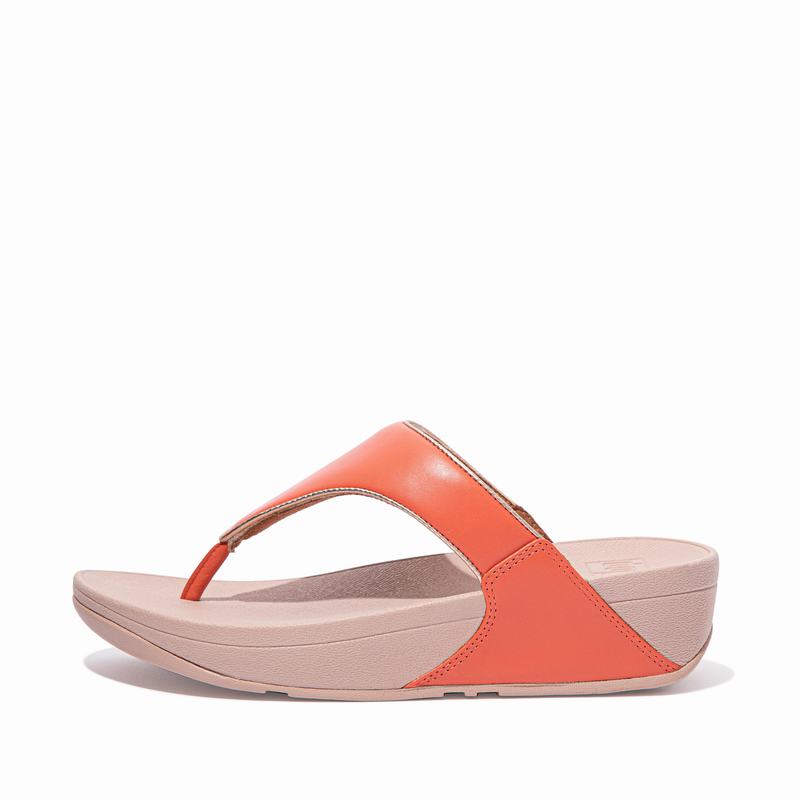 FitFlop Lulu Leder Koralle Rosa - FitFlop Zehentrenner Damen Schweiz [PWJV-50879]